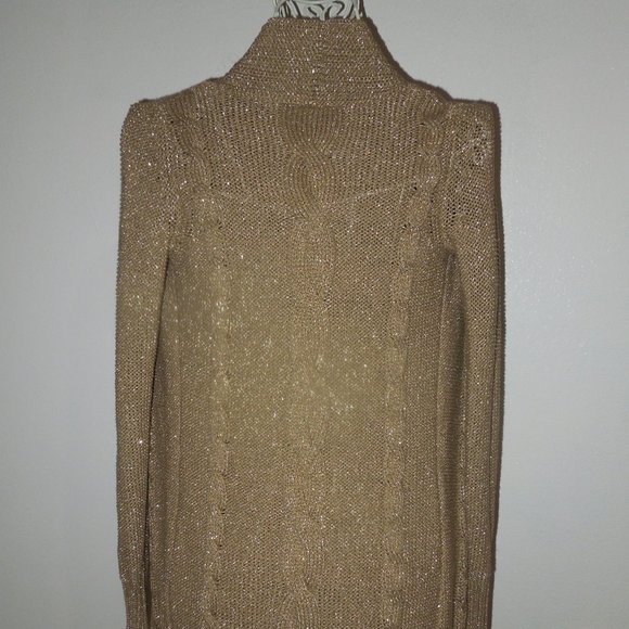 Tory Burch Gold Metallic Knitted Cardigan XXS - Picture 4 of 5